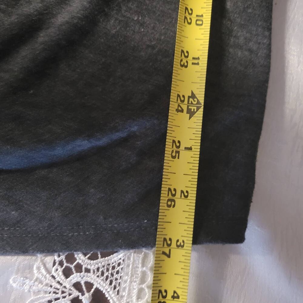 Thanth Women Top Size L Black Semi Sheer Asymmetrical Hem Whimsygoth Tunic - Picture 6 of 7